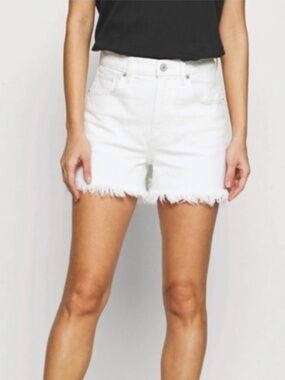 Abercrombie & Fitch High Rise 4" Denim Shorts White Frayed Hem Size 30/10